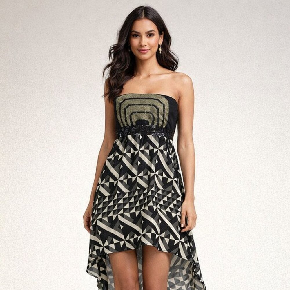 Material girl, size L, tube top dress, high in front, low in back, textured